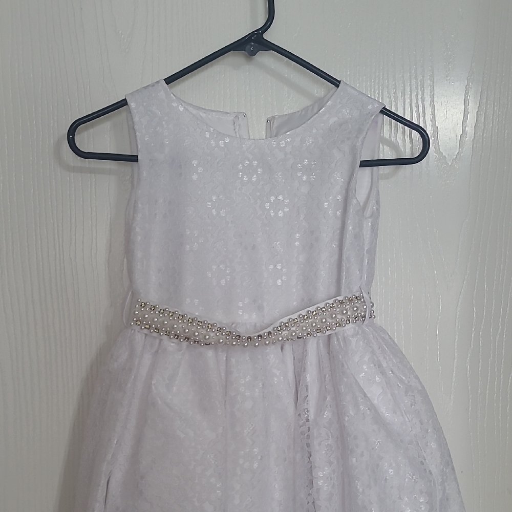 Elegant White Kids Dress with Pearl Accents